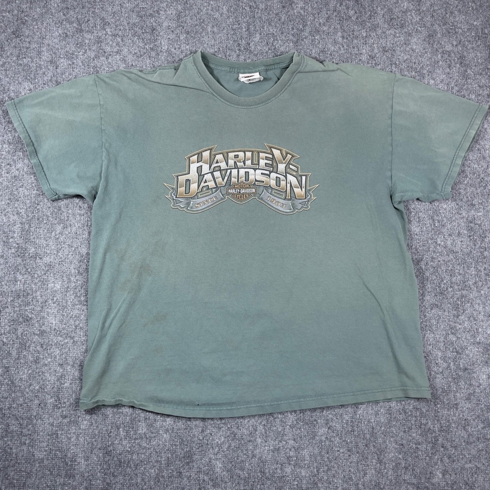 Harley Davidson Graphic T-Shirt Mens XL Green Las Vegas Nevada Biker Tee - Picture 2 of 8